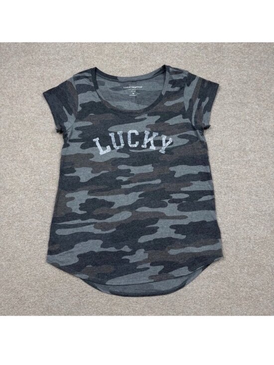 Lucky Brand Tops - Lucky Brand T Shirt Womens Size M Black Gray Short Sleeve Crew Neck Casual